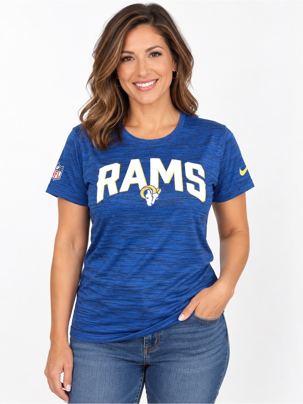 Nike Los Angeles Rams Women’s M Dri-FIT On Field NFL Blue Tee